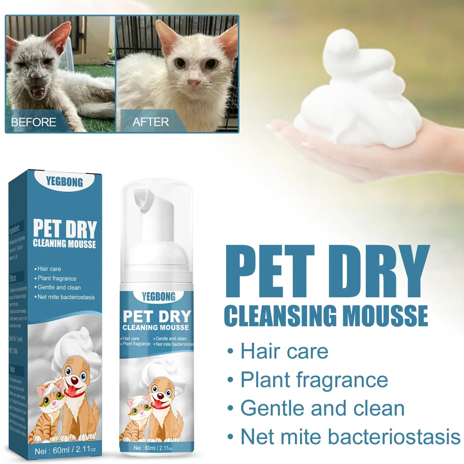 No Rinse Cleaning Mousse For Dogs and Cats