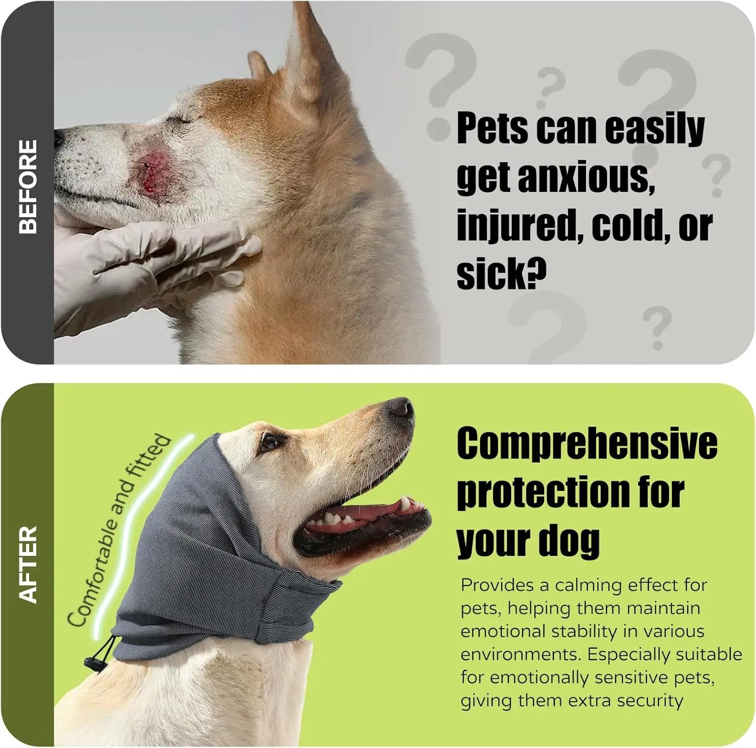 Calming Noise Protection Fleece Ear Covers For Dogs
