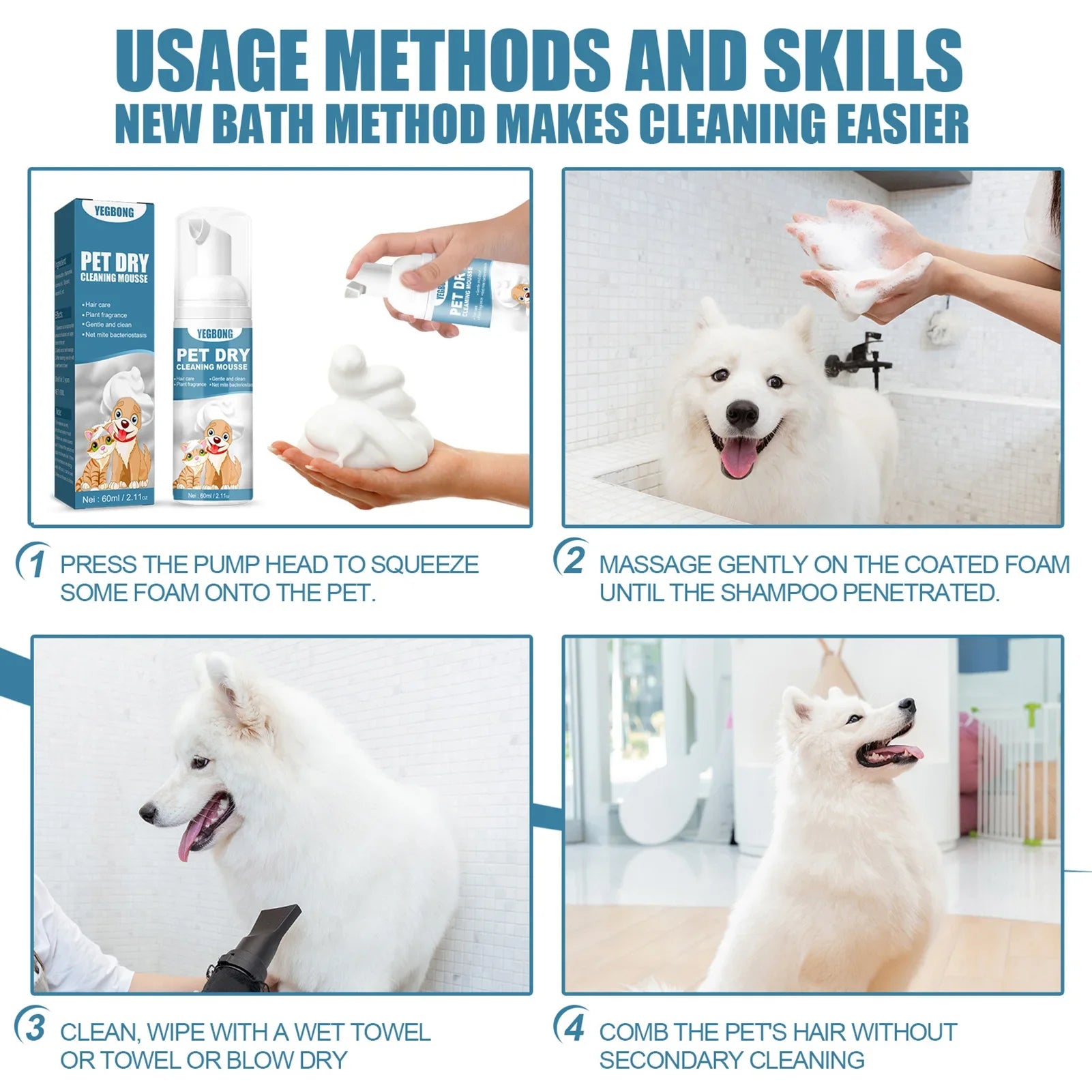 No Rinse Cleaning Mousse For Dogs and Cats