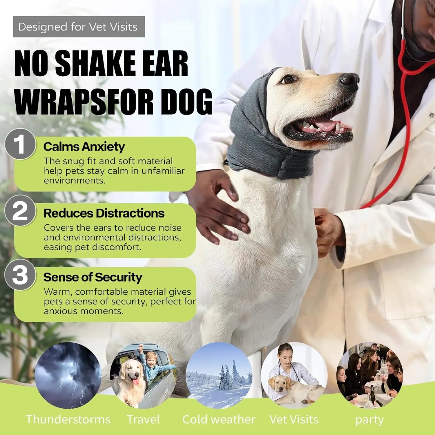 Calming Noise Protection Fleece Ear Covers For Dogs