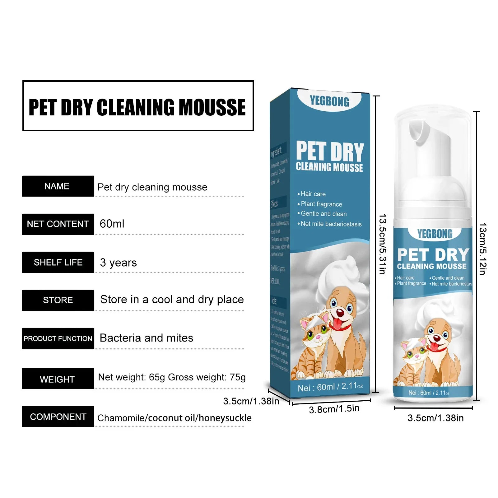 No Rinse Cleaning Mousse For Dogs and Cats