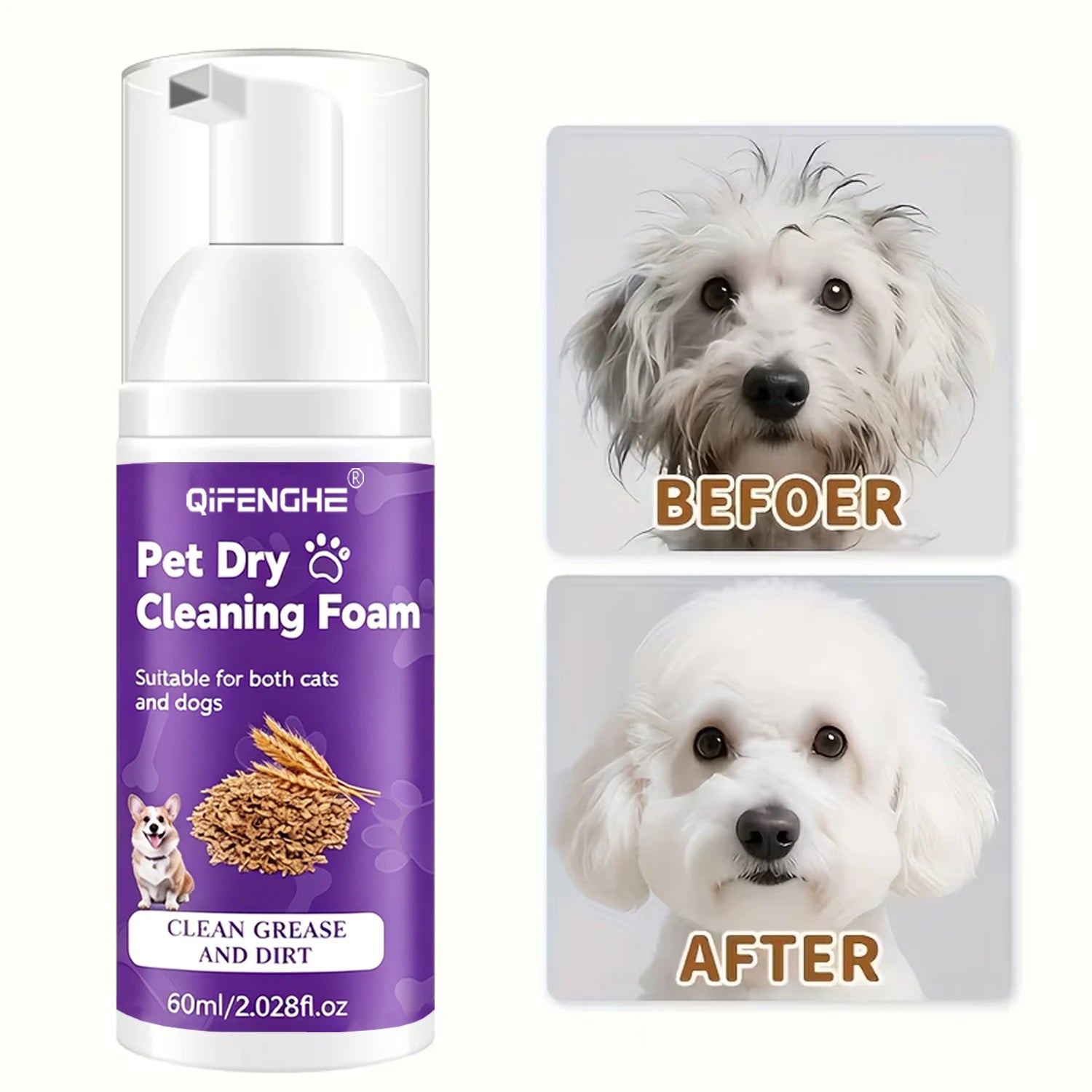 Pet Dry Shampoo for Dogs & Cats 60ml